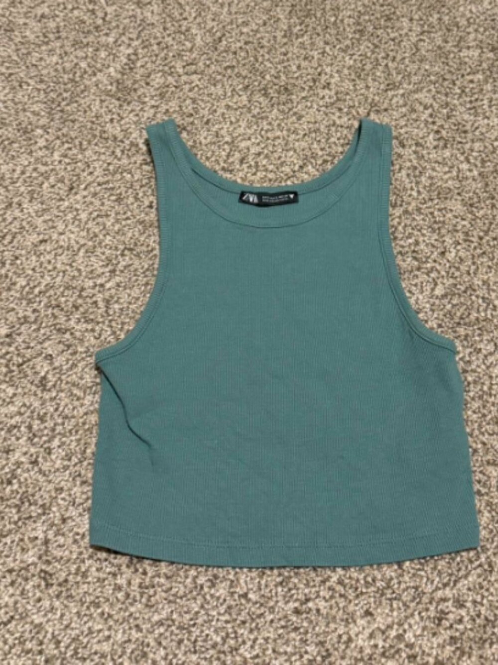 Zara Women's Green and Blue Crop-top